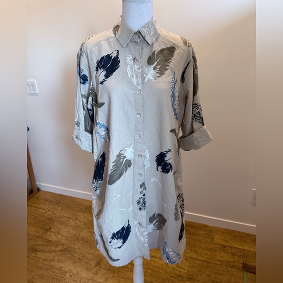Carre Noir Dresses & Skirts - Carre Noir Linen Blend Dress Size Medium Boho Artsy Casual Coastal Lagenlook